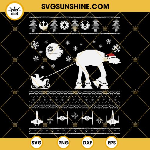 AT-AT Ugly Christmas Sweater SVG, Star Wars Christmas SVG PNG DXF EPS Cut Files