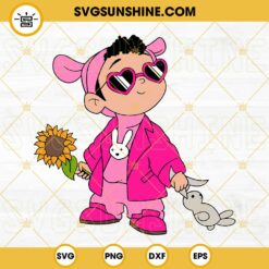 Baby Bad Bunny Sunflower SVG, Baby Benito Bunny SVG PNG DXF EPS Files For Cricut