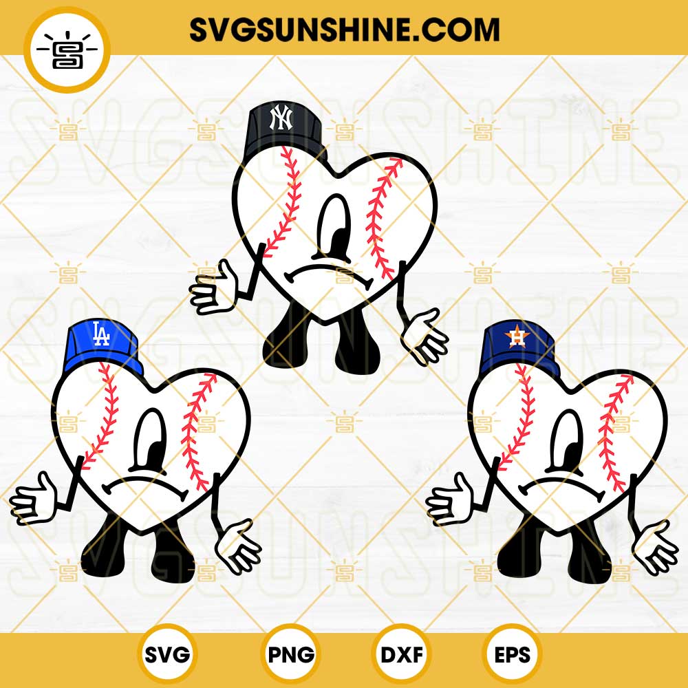 Bad Bunny Heart Baseball SVG, Bad Bunny Dodgers SVG, Bad Bunny