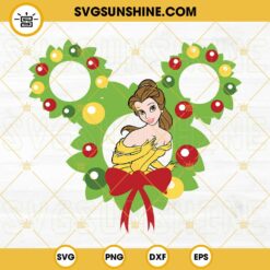 Belle Princess Mickey Head Christmas SVG, Beauty And The Beast Christmas SVG PNG DXF EPS Cut Files