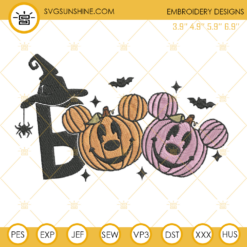 Boo Pumpkin Embroidery Designs, Mouse Ears Halloween Embroidery Design File