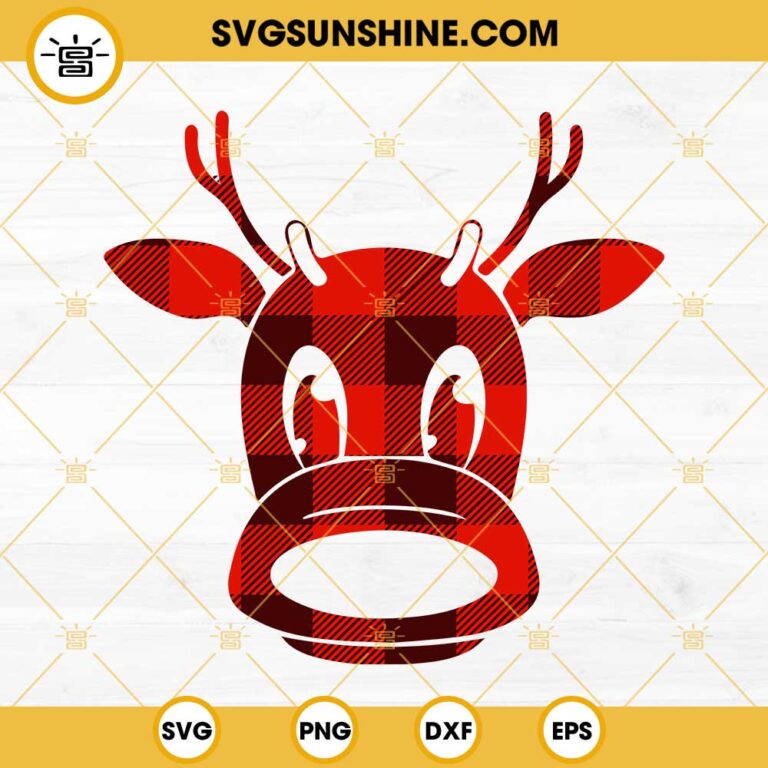 Buffalo Plaid Rudolph SVG, Christmas Reindeer SVG, Red Reindeer SVG ...