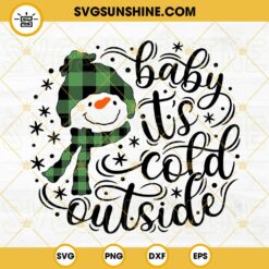 Buffalo Plaid Snowman Baby It's Cold Outside SVG, Christmas SVG PNG DXF EPS Cut Files