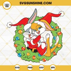 Bugs And Lola Wreath Christmas SVG, Looney Tunes Christmas SVG PNG DXF EPS Cut Files