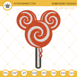 Candy Cane Lollipop Christmas Mickey Embroidery Design File