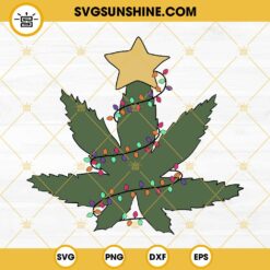 Cannabis Christmas Tree SVG, Marijuana Christmas Lights SVG, Pot Leaf SVG, Weed SVG