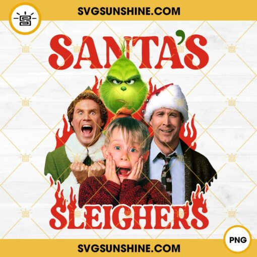 Christmas Movies Santa’s Sleighers PNG, Grinch Elf Clark Griswold Kevin PNG, Christmas Friends PNG