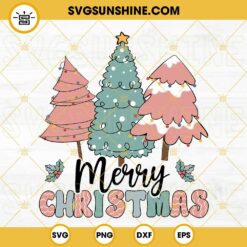 Christmas Tree Merry Christmas SVG, Pine Tree Xmas SVG, Holiday Retro Christmas SVG