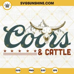 Coors And Cattle SVG, Western Bull Skull SVG, Country SVG, Cattle SVG, Cowboy SVG