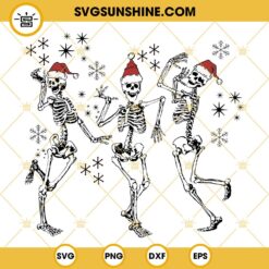 Dancing Skeletons Christmas SVG Files, Skeleton Santa Hat Christmas SVG, Skeletons Christmas SVG