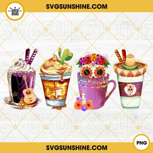Dia de los Muertos Iced Latte Coffee PNG, Day of The Dead Coffee PNG, Sugar Skull Coffee Mexican PNG File