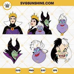 Disney Villains SVG Bundle, Ursula SVG, Cruella De Vil SVG, Maleficent SVG, Evil Queen SVG
