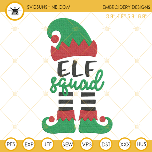 Elf Squad Embroidery Design, Christmas Boy Elf Embroidery Design File