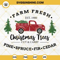 Farm Fresh Christmas Trees PNG, Christmas Truck And Tree PNG File Digital Download