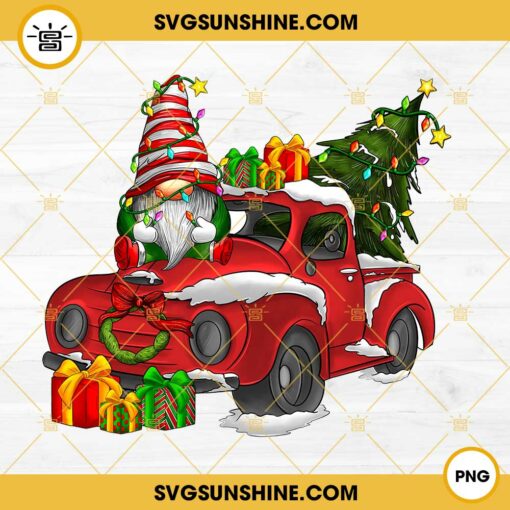 Gnome Christmas Truck And Tree PNG File Digital Download