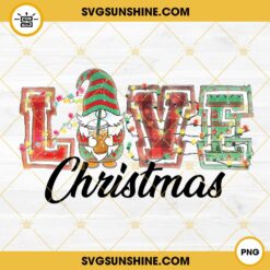 Gnome Love Christmas PNG, Gnome Christmas Light PNG File Digital Download