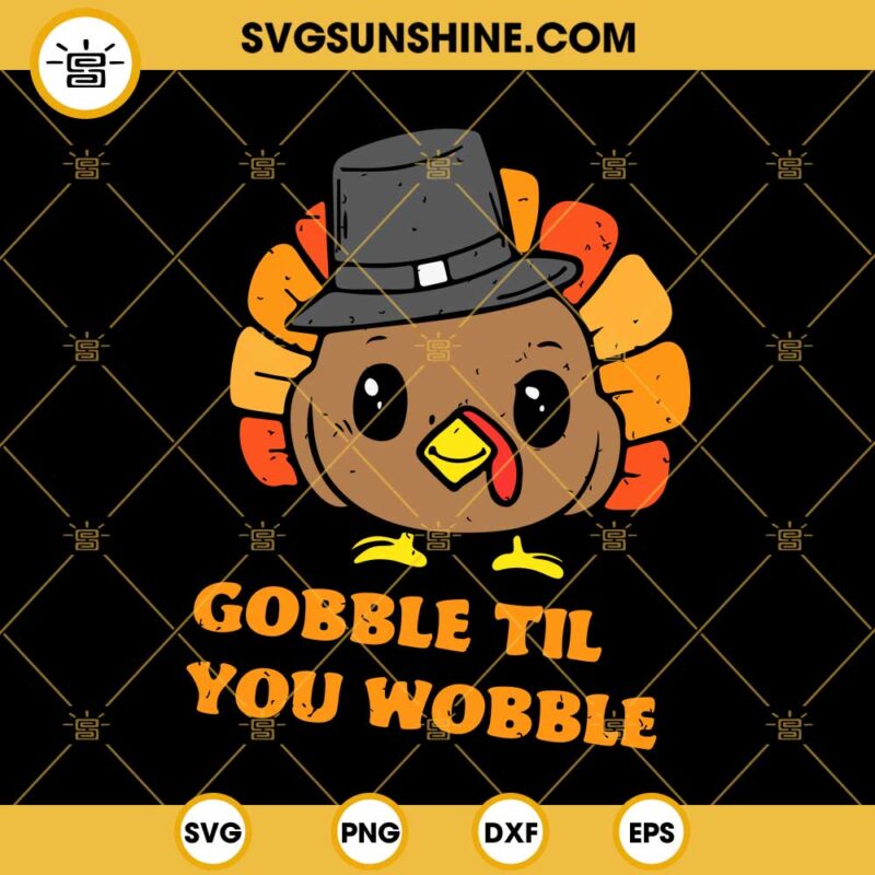 Gobble SVG, Thanksgiving SVG, Turkey Face Svg Files For Cricut, Silhouette