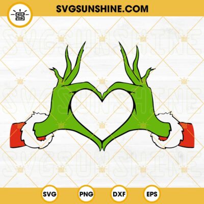 Grinch Heart Hands SVG, Grinch Hand SVG Cricut File Vector File