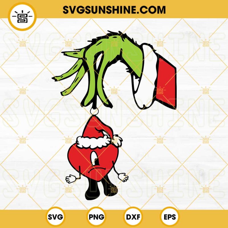 Grinch Stole Bad Bunny Heart SVG, Christmas Bad Bunny SVG, Grinch Hand