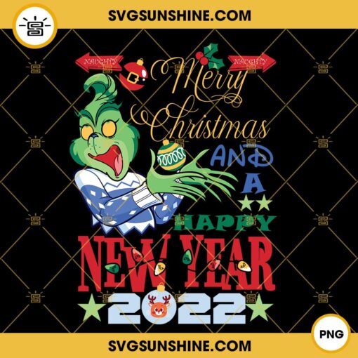 Grinch Merry Christmas And Happy New Year 2022 PNG File