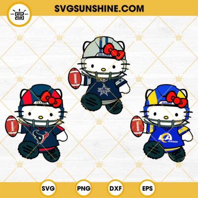 Hello Kitty Football SVG Bundle, Hello Kitty LA Rams SVG, Hello Kitty