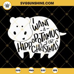 Hippopotamus For Christmas SVG PNG DXF EPS Cut Files For Cricut Silhouette