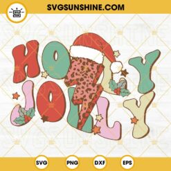Holly Jolly Leopard Print Bolt Christmas SVG, Holly Jolly SVG, Christmas SVG