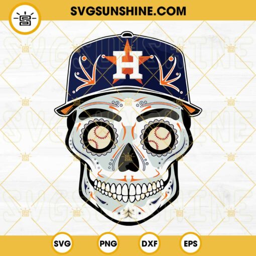 Houston Astros Skull SVG, Day Of The Dead Houston Astros Sugar Skull Baseball SVG, Houston Astros Logo SVG