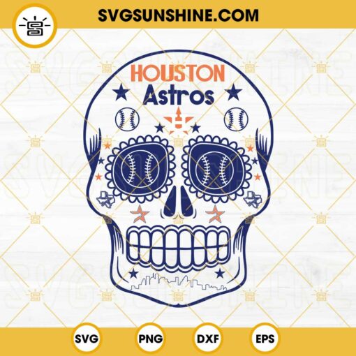 Houston Astros Skull SVG, Day Of The Dead Houston SVG, Astros Baseball Skull SVG