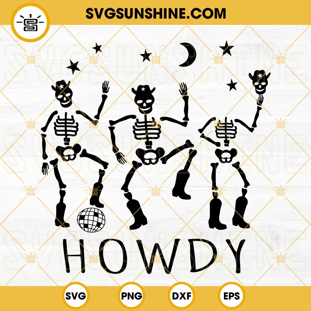 Howdy Dancing Skeletons SVG, Cowboy Skeleton Dancing SVG, Howdy