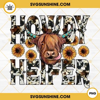 Howdy Heifer PNG, Sunflower Cow PNG, Sunflower PNG, Heifer Cow PNG