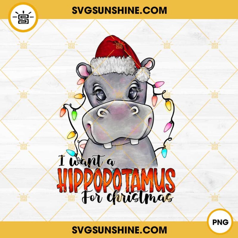 I Want A Hippopotamus For Christmas SVG, Buffalo Plaid Hippopotamus