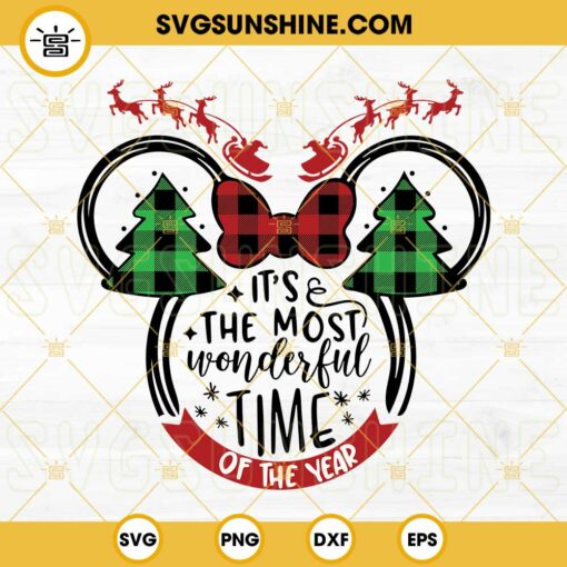 It’s The Most Wonderful Time Of The Year Christmas SVG, Minnie Mouse Head Christmas SVG, Disney Christmas SVG