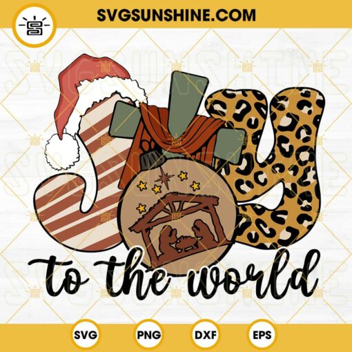 Joy To The World SVG, Cross Jesus SVG, Christian Christmas SVG, Nativity Christmas SVG