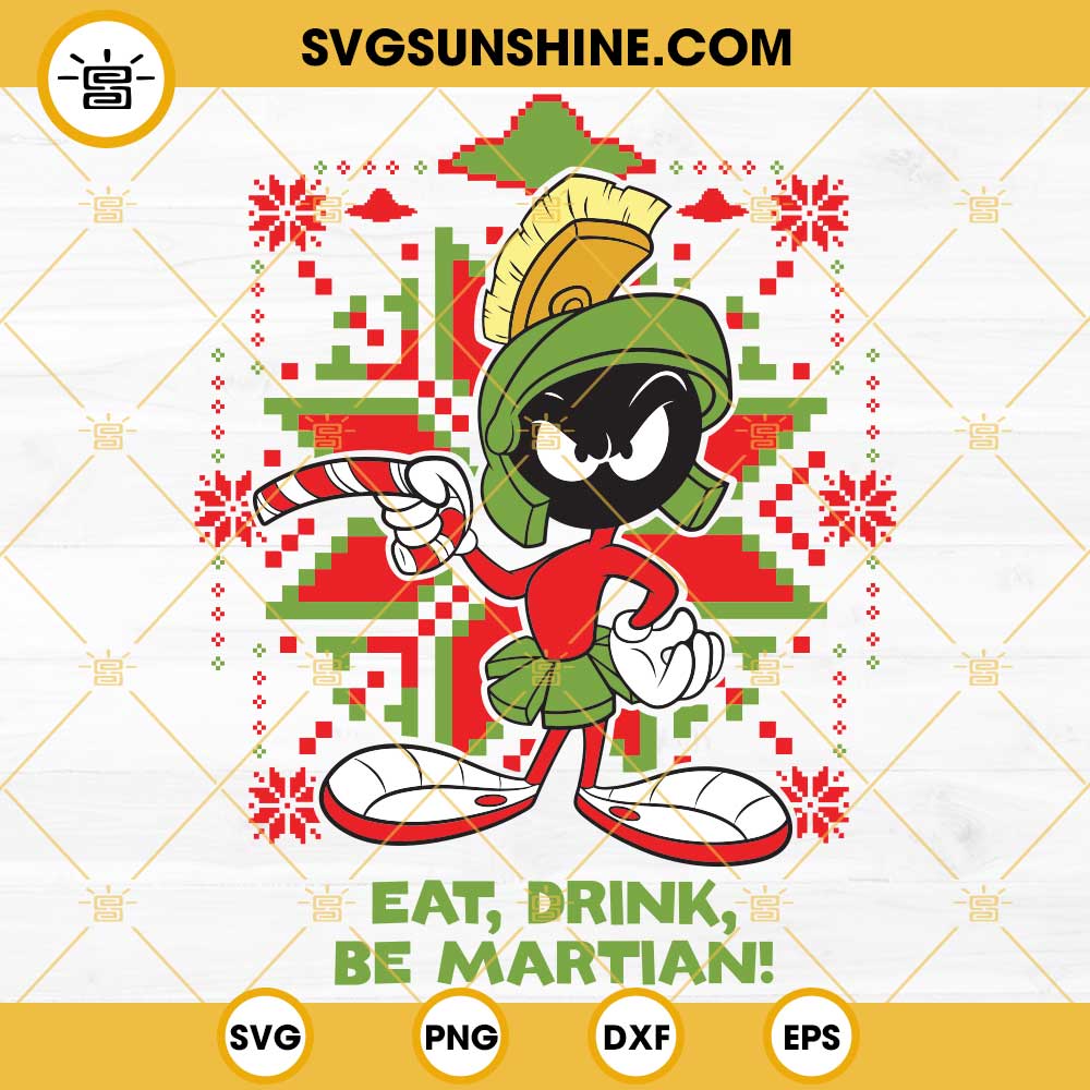 Marvin The Martian Ugly Christmas Design SVG, Looney Tunes Christmas SVG PNG DXF EPS Cut Files