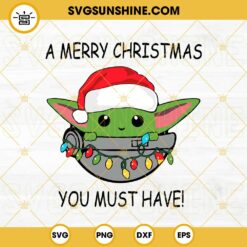 Merry Christmas Baby Yoda SVG PNG DXF EPS Vector Clipart