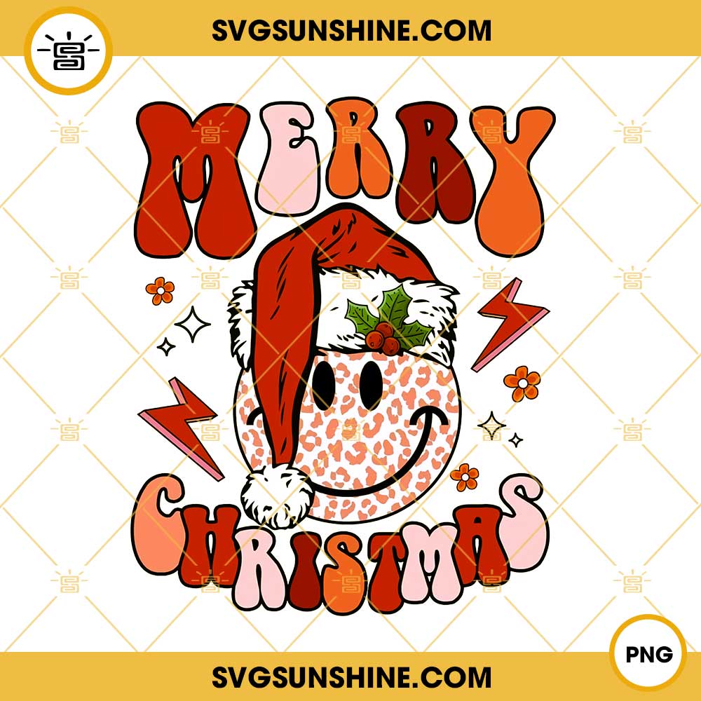 Merry Christmas Smile Face PNG, Smiley Santa Hat Christmas PNG File Digital Download