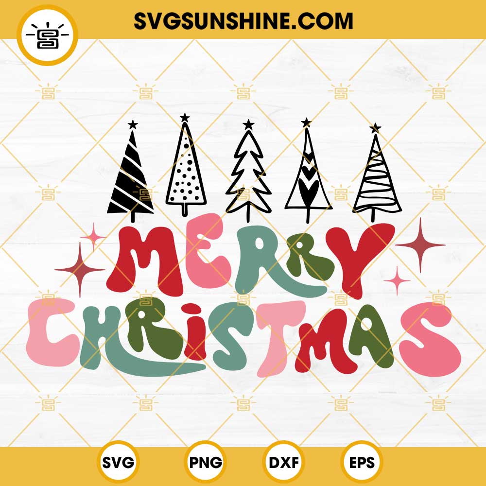 Merry Christmas Tree SVG PNG DXF EPS Cut Files For Cricut Silhouette