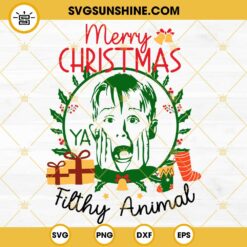 Merry Christmas Ya Filthy Animal SVG, Christmas Shirt SVG, Funny Christmas SVG File For Cricut