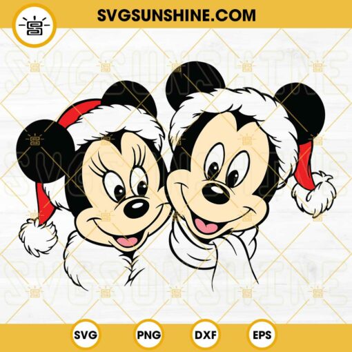 Mickey And Minnie Christmas SVG, Disney Merry Christmas SVG PNG DXF EPS Cut Files