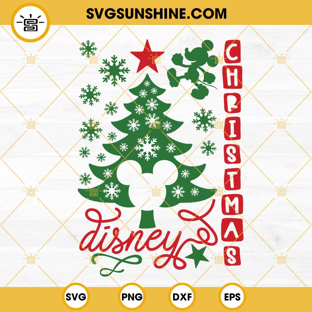 Mickey Christmas Tree SVG, Disney Merry Christmas SVG PNG DXF EPS Cut Files