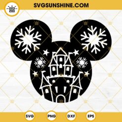 Mickey Head Snow Christmas SVG, Disney Merry Christmas SVG PNG DXF EPS Cut Files