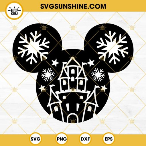Mickey Head Snow Christmas SVG, Disney Merry Christmas SVG PNG DXF EPS Cut Files