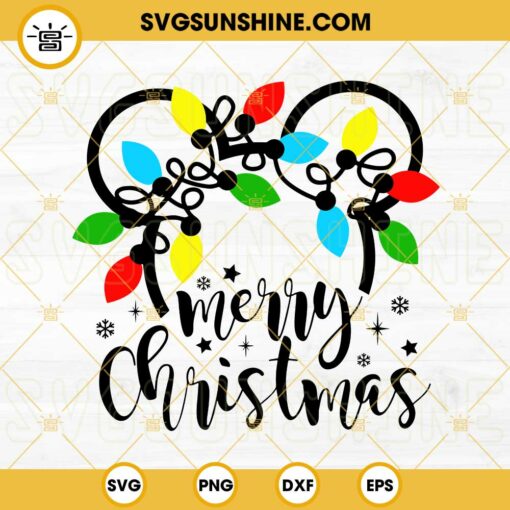 Mickey Merry Christmas SVG, Mickey Christmas Lights SVG PNG DXF EPS