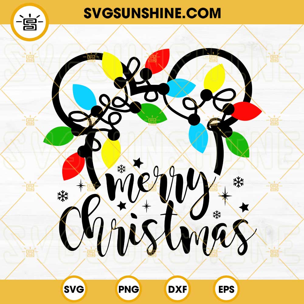 Mickey Merry Christmas SVG, Mickey Christmas Lights SVG PNG DXF EPS