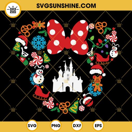 Minnie Head Disney Merry Christmas SVG PNG DXF EPS Cut Files
