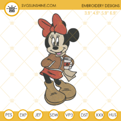 Minnie Mouse Fall Embroidery Design, Minnie Thanksgiving Embroidery Design File