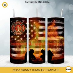 Firefighter America Flag 20oz Skinny Tumbler PNG, Firefighter Tumbler PNG File Digital Download