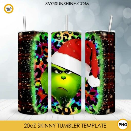 Grinch Leopard Christmas 20oz Tumbler PNG, Grinch Merry Christmas Tumbler PNG File