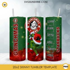 Grinchmas Starbucks 20oz Skinny Tumbler PNG, Grinchmas Tumbler PNG File Digital Download